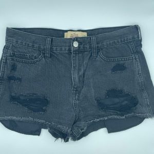 Black ripped jean shorts - Hollister